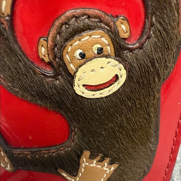 Rare Vintage Coach Red Patent Lanyard with Monkey Design - Picture 10 of 10